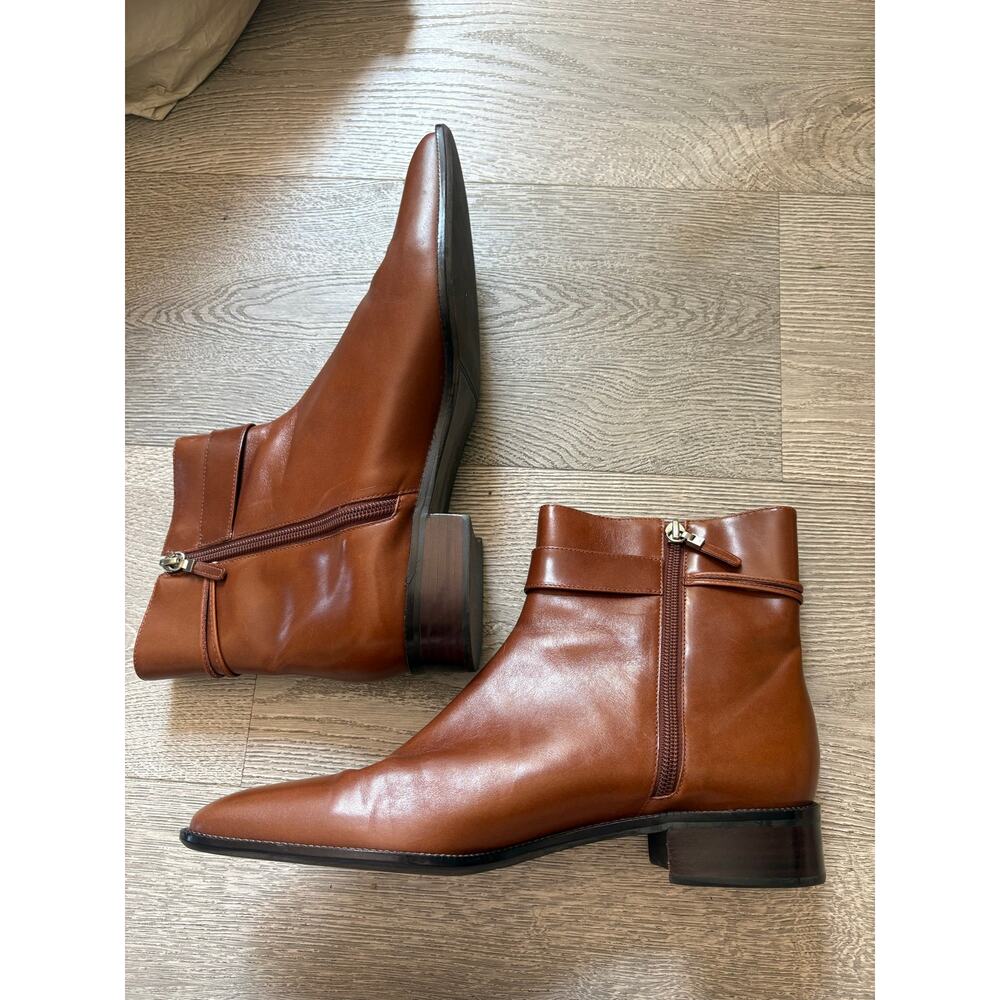 ✨2/$30✨Talbot's Leather Square Toe Ankle Boots Size 11 Cognac Brown Western - Picture 6 of 11